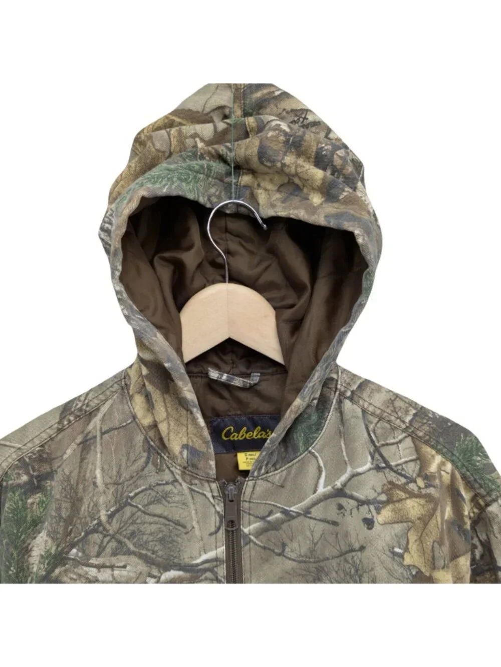 Cabelas Realtree Xtra Camo Jacket Boys Green Hooded Hunting Full Zip Size S